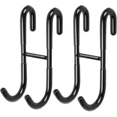 Imagem de Pacote com 2 ganchos pretos para portas de vidro sem moldura – ganchos de toalha e rodo sem perfuração para organização de banheiro