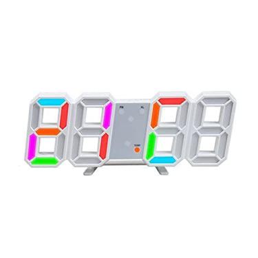 Imagem de YUANHUYUOU Despertadores digitais de LED, despertadores 3D, relógio de parede digital de LED, número de LED, relógio de hora com 3 funções soneca de brilho (colorido)