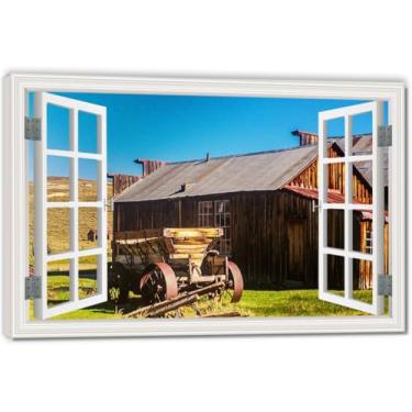 Imagem de Piled UpArtistic Impressão em tela de ilusão de janela falsa, arte de parede com vista panorâmica real para sala de estar 20 x 30 cm emoldurada