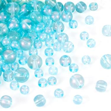 Imagem de 300 peças de contas de vidro com glitter em pó para colar, pulseira, brinco, faça você mesmo, artesanato, 3 tamanhos, kit 6 x 5,5 mm (0,24 x 0,22 polegadas) 8 x 7,5 mm (0,31 x 0,3 polegadas) 10 x 9 mm