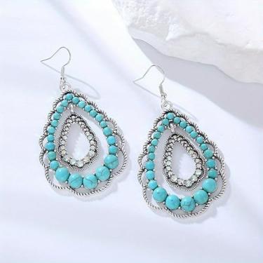 Imagem de Brincos vintage turquesa para mulheres, joias leves, ideia de presente Boho