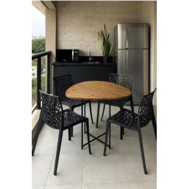 Imagem de Mesa De Jantar Tampo Orgânico Pés Em Ferro Tampo Madeira Maciça Rustic