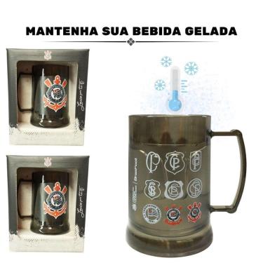 Imagem de Kit 2Un Caneca Copo Preto Gel 300Ml Isolante Térmico Chopp
