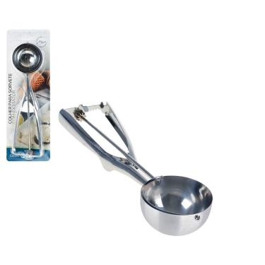 Imagem de Colher De Sorvete Bola Aço Inox Ejetor Extrator 21,5Cm