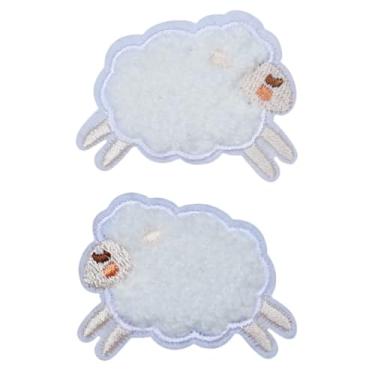 Imagem de FJYXCHENXM 2 peças de aplique bordado de ovelha de pelúcia para jaquetas, jeans e artesanato DIY