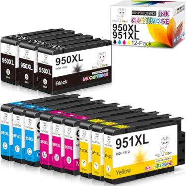 Imagem de Miss Deer Pacote combo de cartuchos de tinta 950 951, substituição compatível para HP 950XL 951XL HP950 HP951 XL para OfficeJet Pro 8600 8610 8100 8615 8620 8625 251dw Impressoras pacote com 12