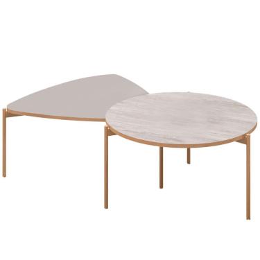 Imagem de Kit Mesa De Centro Redonda Ellie E Mesa De Centro Trina D05 Bali Quartzo