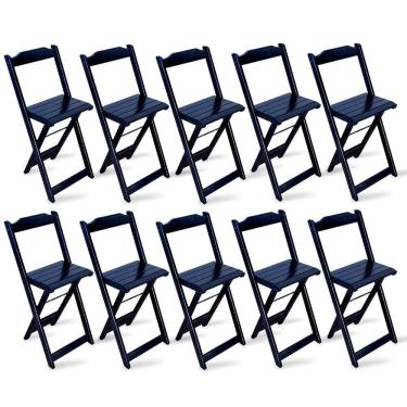 Imagem de Kit 10 Cadeiras Bistrô Dobrável Madeira Preta Cor: Preto