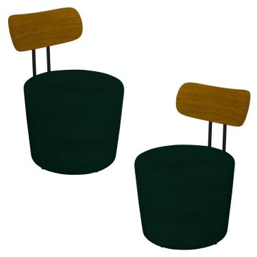 Imagem de Kit 2 Poltronas Decorativas Redondas 53cm Le Moon M22 Veludo Verde - Mpozenato