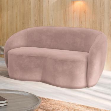 Imagem de Sofá Living Decorativo 180cm 2 Lugares íbis Encosto Fixo Veludo Rosê G33 - Gran Belo