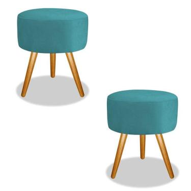 Imagem de Voltar Combo Puff Magnus Redondo Decorativo Pé Palito Azul Tiffany