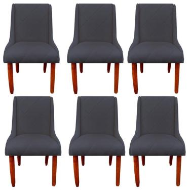 Imagem de Kit 06 Cadeiras Para Sala De Jantar Lizz Pés Palito Veludo Grafite D'classe Decor