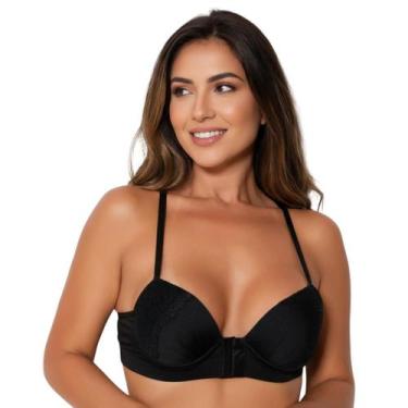 Imagem de Sutiã Nadador Bojo Liso Fecho Frontal Alça Ajustável Reforçado Confort