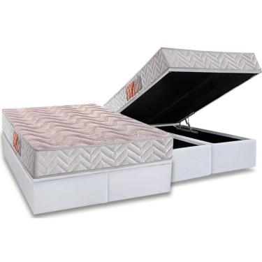 Imagem de Conjunto Box Baú Queen Colchão Espuma Paropas D28 Pasquale Clean + Base Crc Courano White (158x198)
