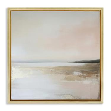 Imagem de Stupell Industries Muted Landscape Hidden Coast Gold Framed Floater Canvas Wall Art, design by Petal Prints Design, 18 x 18