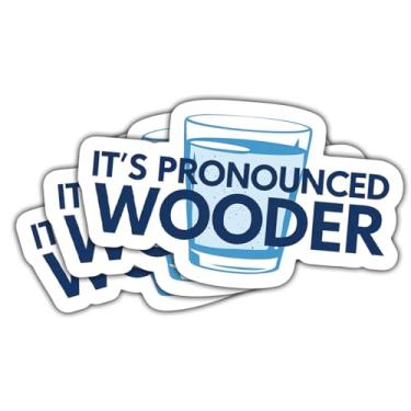 Imagem de Adesivo de água engraçado com 3 peças It's Pronounced Wooder, presente de saúde mental, adesivos de madeira pronunciados, decalque de carro de vinil de vidro para laptop, garrafa de água, caixa de