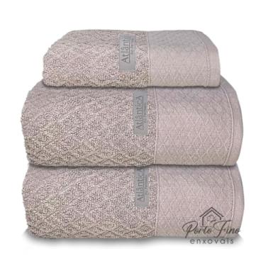 Imagem de Toalha de Banho Gigante, Jogo/Kit 3 Toalhas (2 Banho + 1 Rosto) Premium Luxo Grande Fio Penteado Algodão(Cinza Névoa)