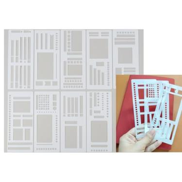 Imagem de VRIOVN BuJo Stencil Cadernos Agenda Conjunto de 9 Peças de Plástico Reutilizáveis para Caixas de Listas de Verificação e Layouts DIY, Compatível com Notebooks A5/B5