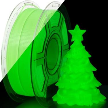 Imagem de iSANMATE Filamento de impressora 3D verde brilhante, filamento verde que brilha no escuro, filamento PLA 1,75 mm, ideal para decorações de Halloween, Natal e outono de abóbora, 1 kg/carretel