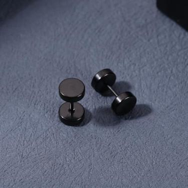 Imagem de Brincos redondos para homens e mulheres preto ouro vermelho prata falso calibre orelha túnel brincos de aço inoxidável 18/20G 3mm-8mm, Silver/Silver, Aço inoxidável, Sem pedra preciosa