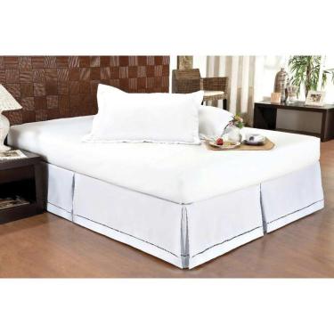 Imagem de Saia Cama Box Casal Babado Ponto Palito Branco (140x190) - Ortobom