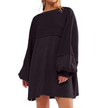 Imagem de Vestido de moletom feminino DURUNUL de tamanho grande, manga comprida,