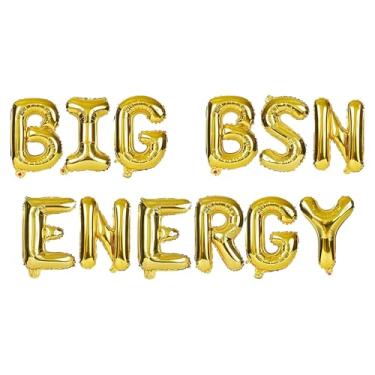 Imagem de Gold Big BSN Energy Balloon Banner Class of 2025, BSN Graduation Decorations, Congrats Nurse Banner, PHD Hat Foil Balloon, Congrats Grad Banner for Medical School Graduation Party Supplies