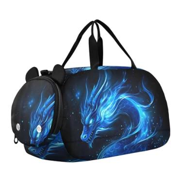 Imagem de Quteprint Bolsa esportiva infantil para meninos e meninas – Bolsa de ginástica 100% poliéster com compartimento separado para sapatos, alça de ombro ajustável, bolsa compacta para viagem e treino