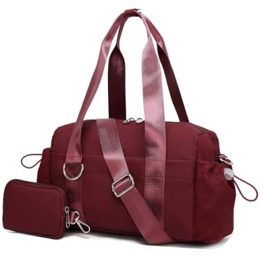 Imagem de ERTUNA Mini bolsa de ginástica para uso diário, bolsa pequena com compartimento com zíper, impermeável, bolsa de viagem fofa, bolsa de mão de treino com alça de ombro removível e carteira de moedas