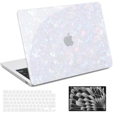 Imagem de B BELK Compatível com MacBook Air 13 polegadas 2025, capa com glitter para MacBook Air M2 M3 M4 modelos 2024-2022 A3113 A3240 A2681, capa rígida protetora resistente para laptop + capas de teclado e