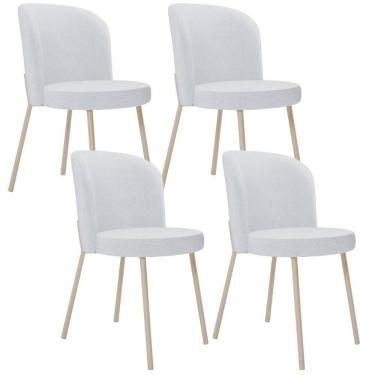 Imagem de Kit 04 Cadeiras Para Sala De Jantar Cozinha Estofada Gavi Arena L02 Linho Cinza - Lyam Decor