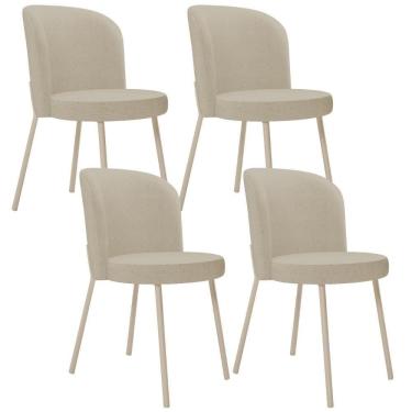 Imagem de Kit 04 Cadeiras Para Sala De Jantar Cozinha Estofada Gavi Arena L02 Linho Bege Escuro - Lyam Decor