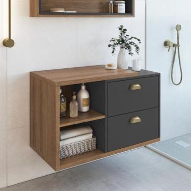 Imagem de Gabinete de Banheiro Suspenso 80cm com 2 Gavetas sem Cuba Helena - FAE