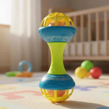 Imagem de Chocalho Halter Mordedor Brinquedo Maraca Colorido Bebê Sino Chocalho 