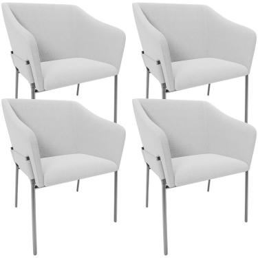 Imagem de Kit 4 Cadeiras Para Sala De Jantar Estar Living Olívia L02 Bouclê Cinza - Lyam Decor