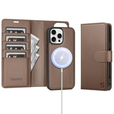 Imagem de Shieldtop Compatível com Magsafe Magnetic 2 em 1 Capa carteira destacável para iPhone 13 Pro com compartimento para cartão de crédito, homens e mulheres, couro PU bloqueio RFID Flip Kickstand para