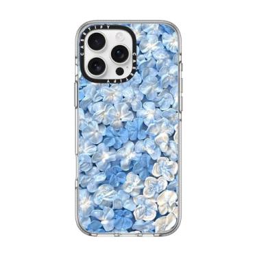 Imagem de CASETIFY Capa transparente para iPhone 16 Pro Max [não amarela/2 m. Proteção contra quedas de grau militar/compatível com Magsafe] - Hortênsia azul - transparente