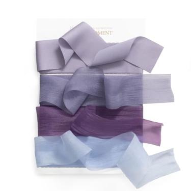 Imagem de Ling's moment Fita de cetim roxa, fita de seda feita à mão ameixa de 1,6 m, fita de tecido para embrulho de casamento, buquês florais, decoração de festa, fitas para chá de bebê, decoração de férias