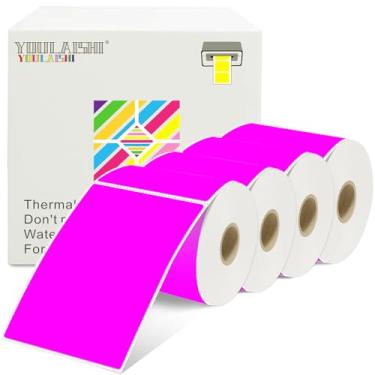 Imagem de YOULAISHI Etiquetas retangulares de 7 x 12 cm, etiquetas de inventário, codificação de cores, etiquetas térmicas de envio para caixa móvel, adesivos imprimíveis para códigos de barras, endereço, 4