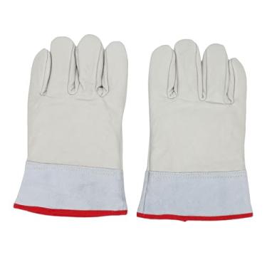 Imagem de GLOGLOW Luvas Criogênicas, 1 par de Luvas Anticongelantes à Prova de Altas Temperaturas para Nitrogênio Líquido, Com Palma de Couro Reforçado e Forro de Isolamento para Manutenção