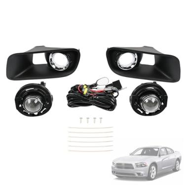 Imagem de Getfarway Conjunto de farol de neblina 68072021AA 68072020AA compatível com Dodge Charger SRT-8 2012 2013 2014, kit de luz de neblina de para-choque dianteiro com tampa de moldura cromada e