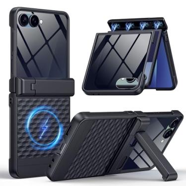 Imagem de HIERYQHE Capa magnética para Samsung Galaxy Z Flip 7 adequada para MagSafe [protetor de tela de privacidade embutido] [proteção de dobradiça][suporte] Capa de corpo inteiro de grau militar para Galaxy