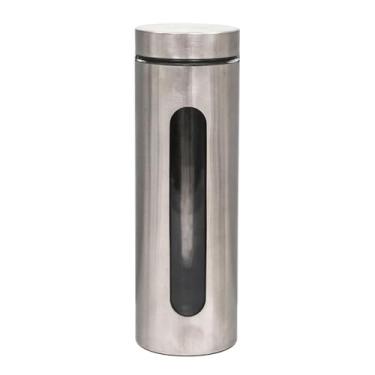 Imagem de Pote Porta Macarrão Em Aço Inoxidável Com Visor Transparente Para Armazenamento De Alimentos Secos Na Cozinha