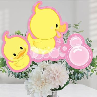 Imagem de Big Dot of Happiness Pink Ducky Duck - Baby Shower or Birthday Party Centerpiece Sticks - Table Toppers - Set of 15