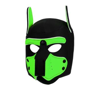 Imagem de BDZBREN Máscara de cachorro com capuz para cachorros – Capuz macio de neoprene para brincar com focinheira removível, equipamento para cosplay e festa à fantasia de adultos