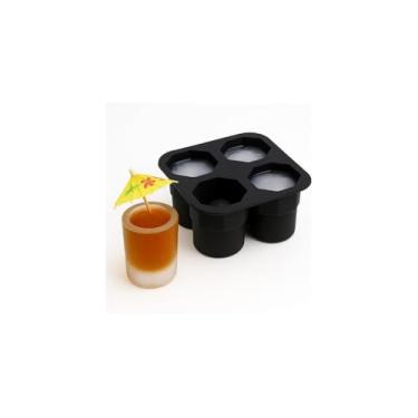 Imagem de Forma de Gelo Silicone para Shot Drink, 4 Moldes, 12,5x12,5x6,5cm, Livre de BPA, Resistente a -40ºC até 230ºC