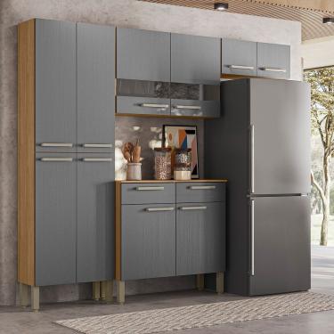 Imagem de Cozinha (com Balcão) 6 Portas 2 Portas De Vidro Nala - Ssx Multicoisas Freijo-gris