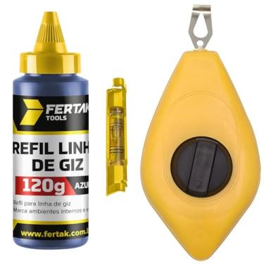 Imagem de Kit Jogo Marcação Linha Giz 15m Azul Pedreiro Gesseiro Com Nível | Fertak