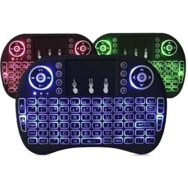 Imagem de Mini Teclado Smart Colorido Teclado Sem Fio com Iluminação LED RGB Touchpad Integrado Controle Remoto para Smart TV