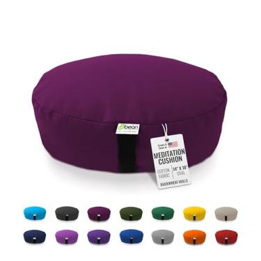 Imagem de Almofada de meditação Zafu da Bean Products – Yoga – tradicional redonda e oval GG – Várias cores e tecidos – Enchimento de trigo sarraceno orgânico – Feito nos EUA, BURGUNDY, Oval - Extra-Large 14" x 18"